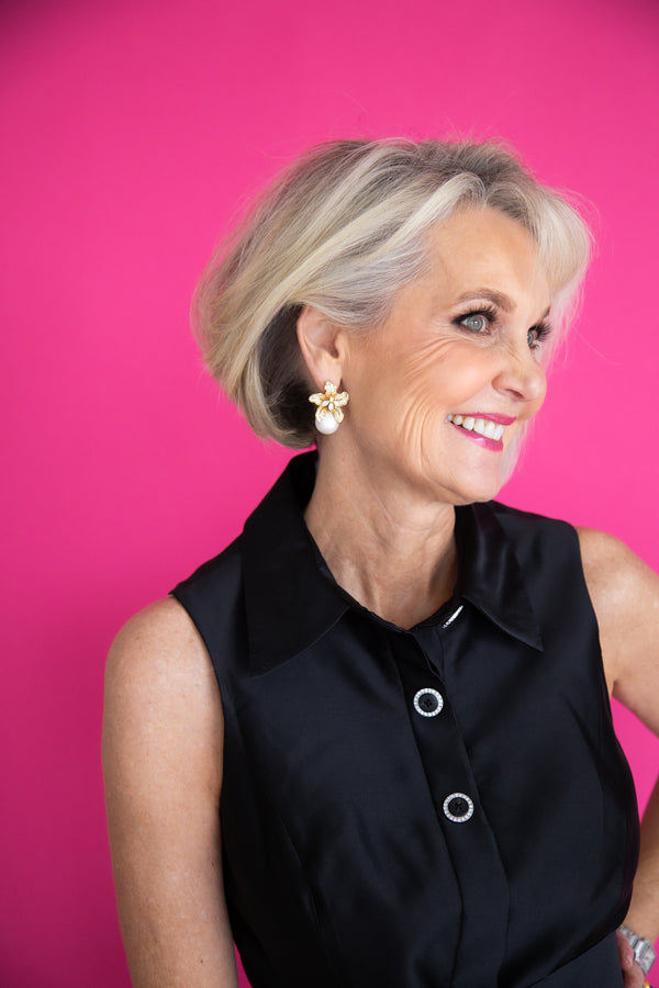 Beth - Rhinestone & Pearl Earrings
