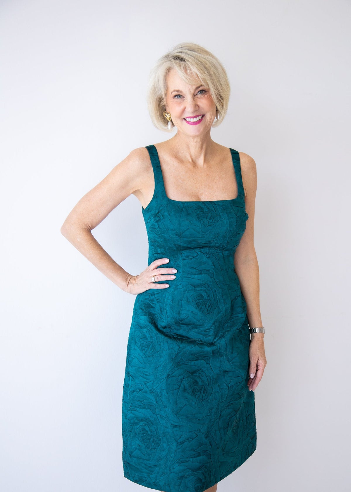 Jacquard Embossed Floral Motif Dress