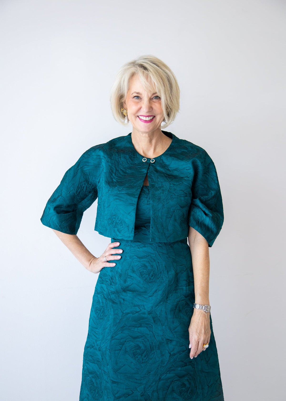 Jacquard Embossed Bolero Jacket
