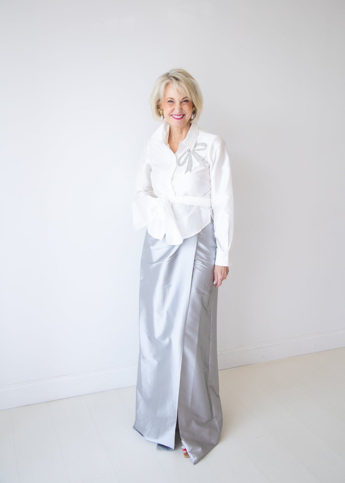 Soft Taffeta Faux Wrap Skirt