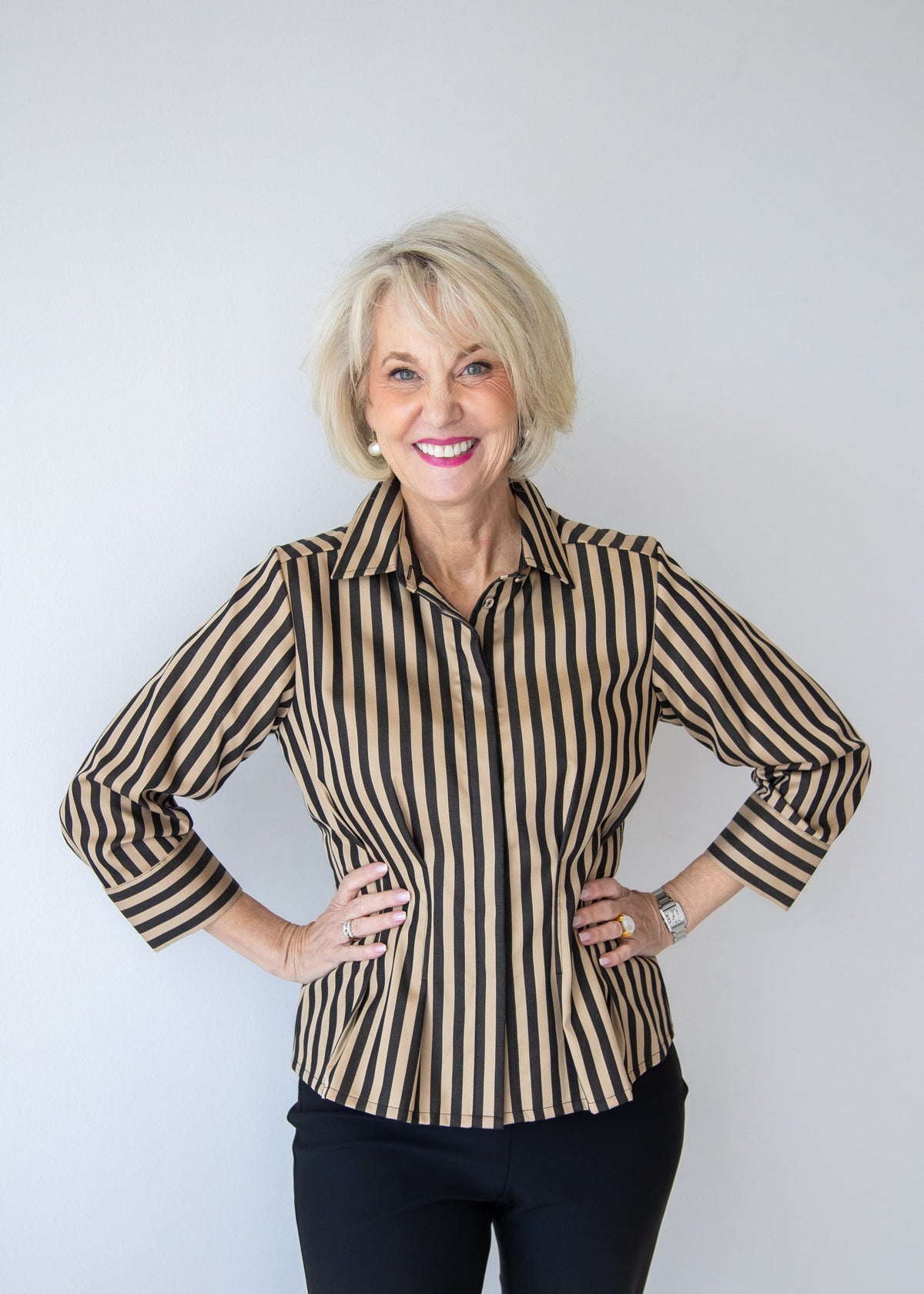 Martina 3/4 Sleeve Classic Stripe Shirt