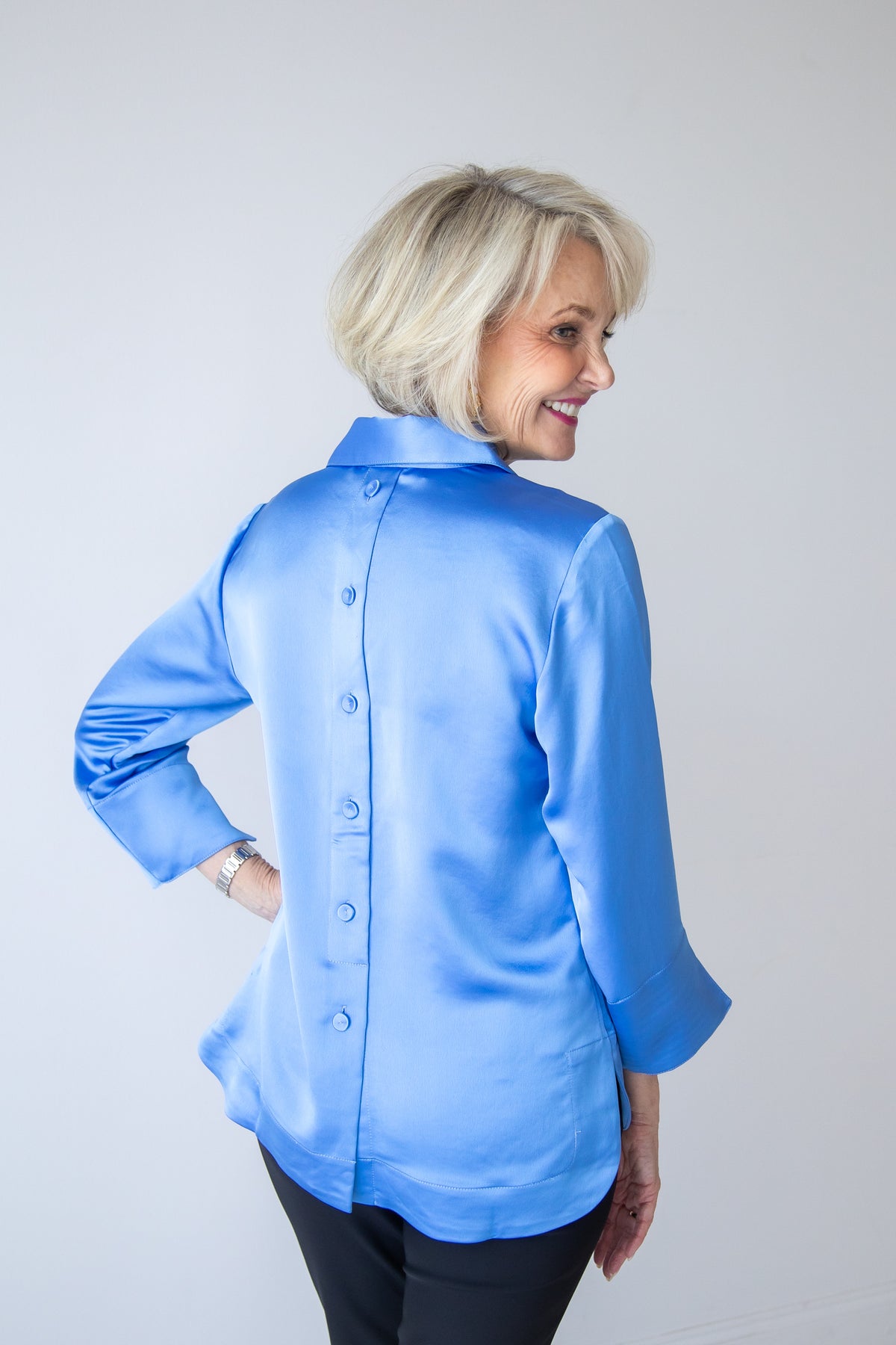 Aileen 3/4 Sleeve Liquid Satin Top