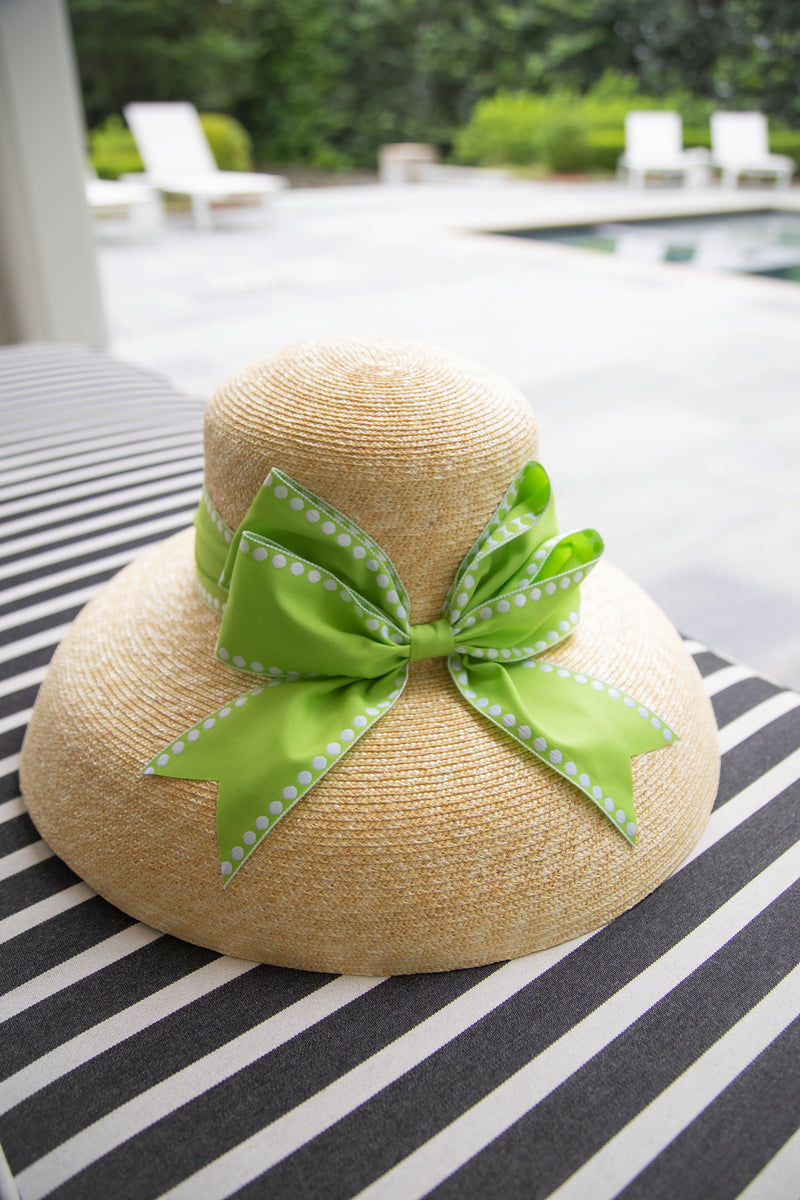 Large Lauren Hat - 3 Colors One Size Green Dot