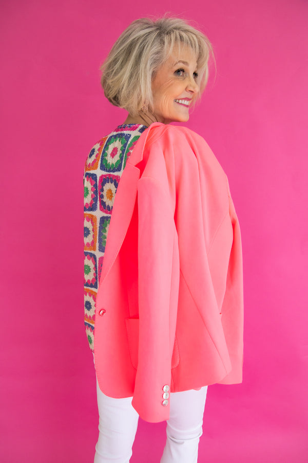 Harlow Fluorescent Pink Knit Jacket