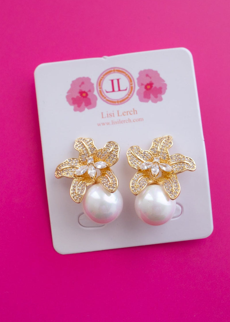 Beth - Rhinestone & Pearl Earrings