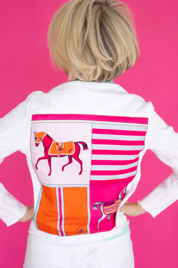 The White Denim Jacket / Pink Horse