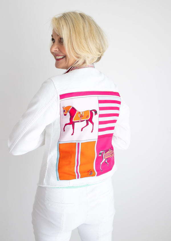 The White Denim Jacket / Pink Horse