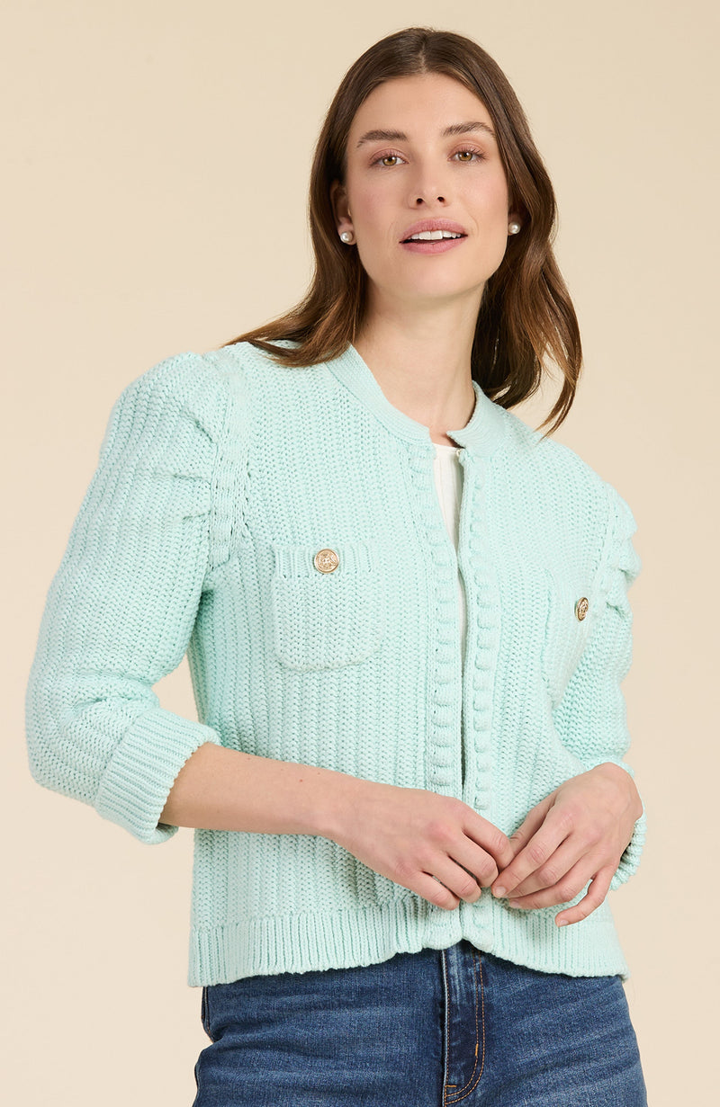 Cotton Blend Knit Cardigan