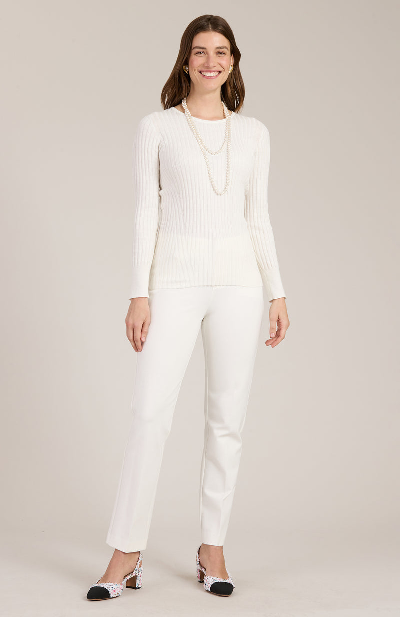 Cotton Cashmere Ribbed Crewneck - 2 Colors