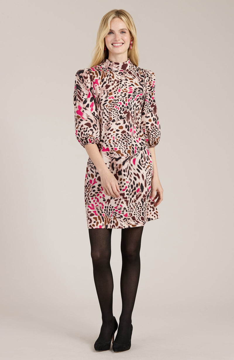 Vicky Cotton Pink Cheetah Dress