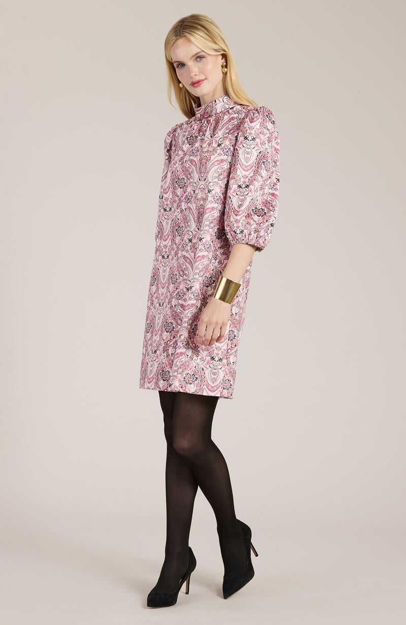 Vicky Faux Suede Pink Paisley Dress