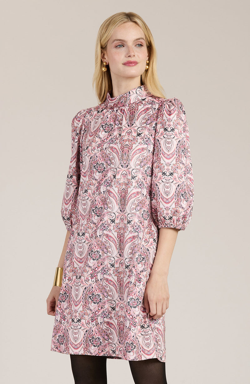 Vicky Faux Suede Pink Paisley Dress