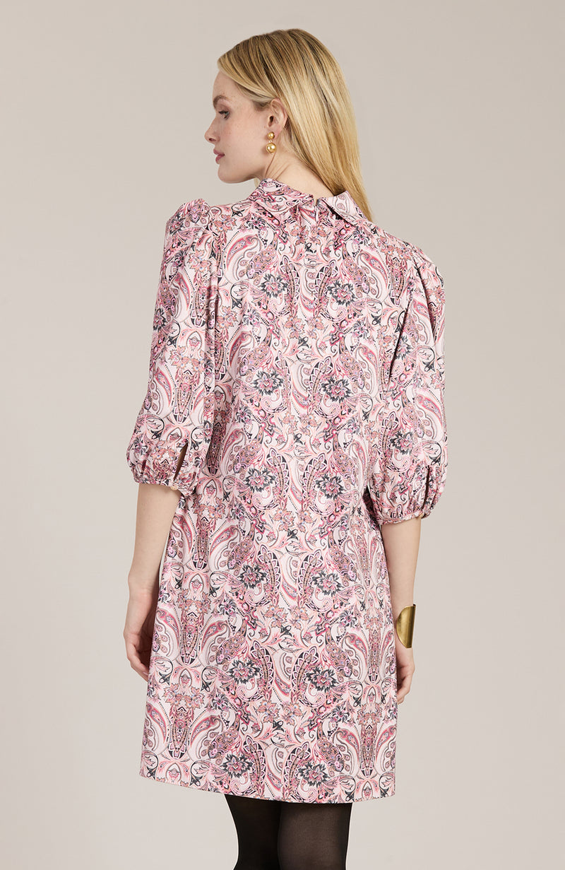 Vicky Faux Suede Pink Paisley Dress