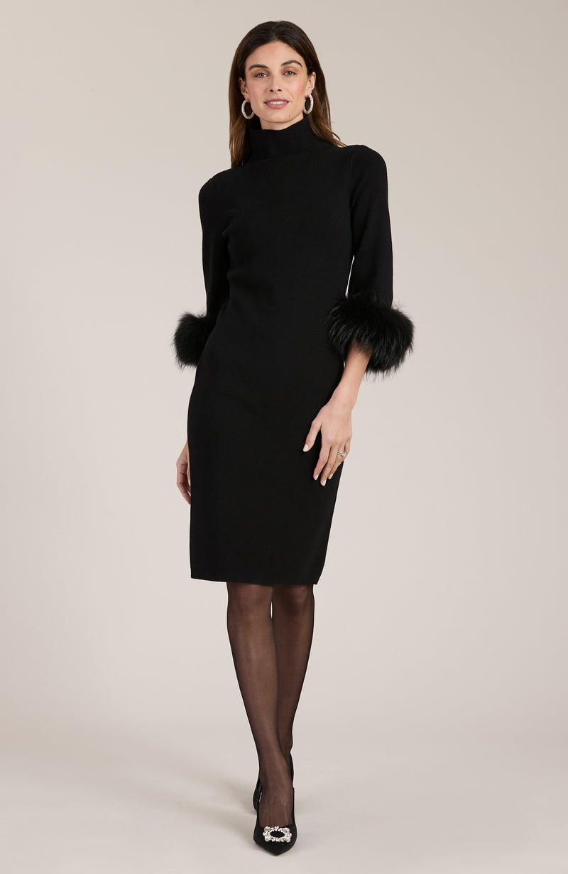 Sloane Fur Trimmed Knit Dress - 2 Colors