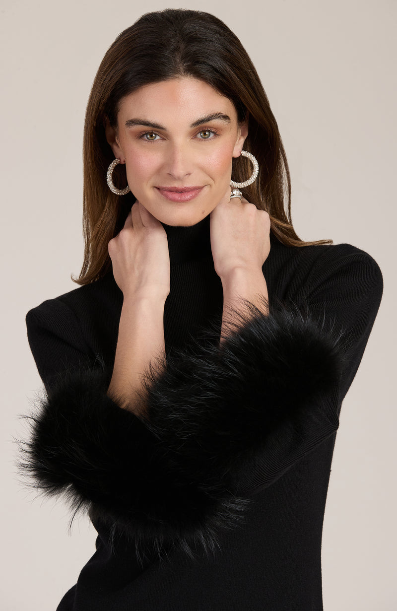 Sloane Fur Trimmed Knit Dress - 2 Colors