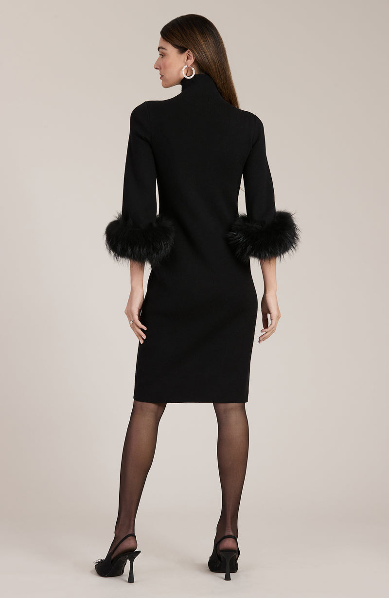 Sloane Fur Trimmed Knit Dress - 2 Colors