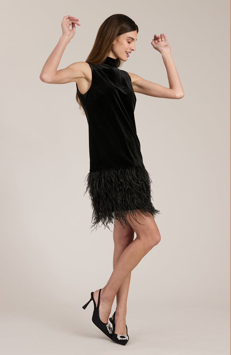 Victoria Velvet Feather Dress