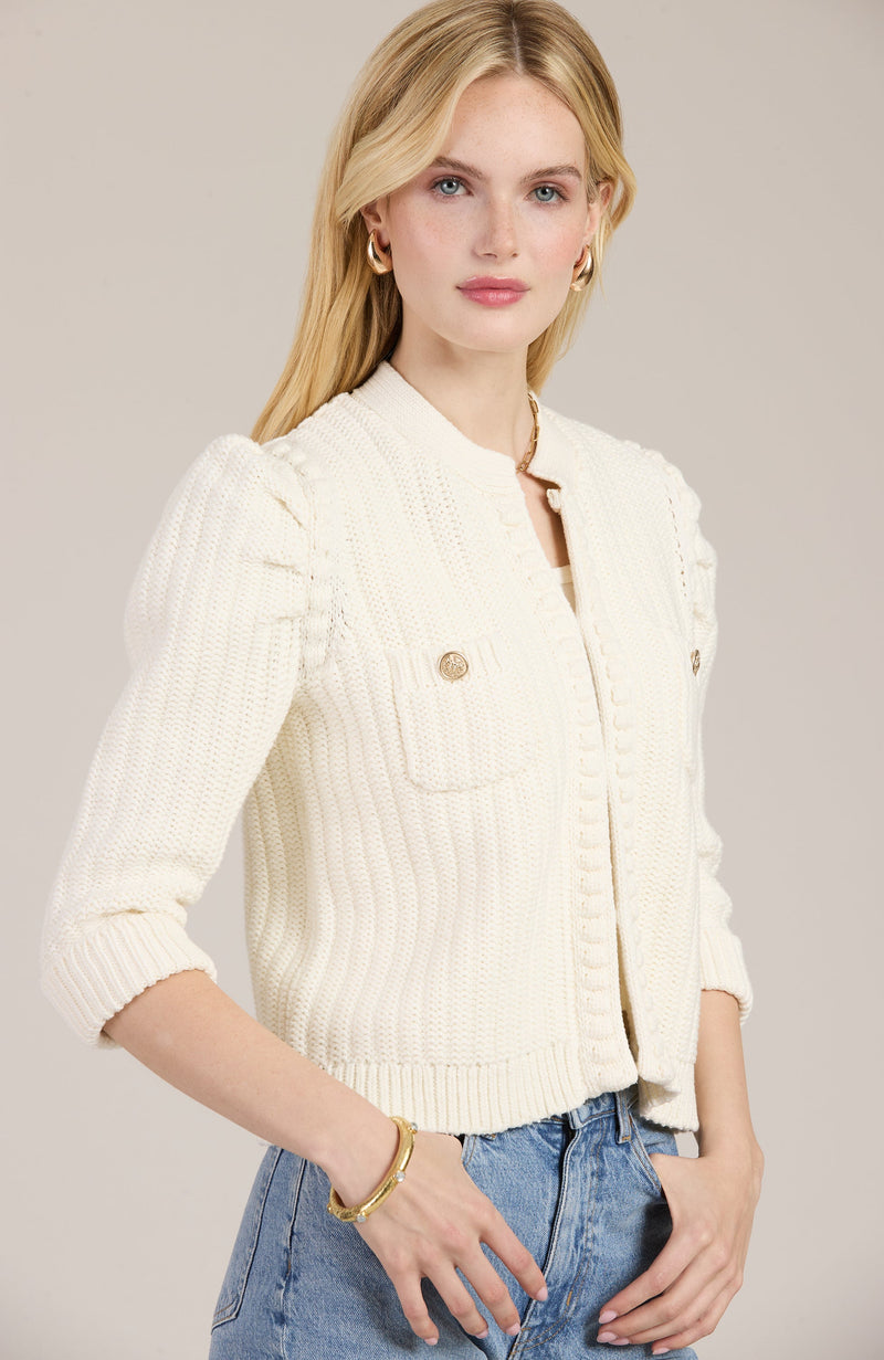 Cotton Blend Knit Cardigan