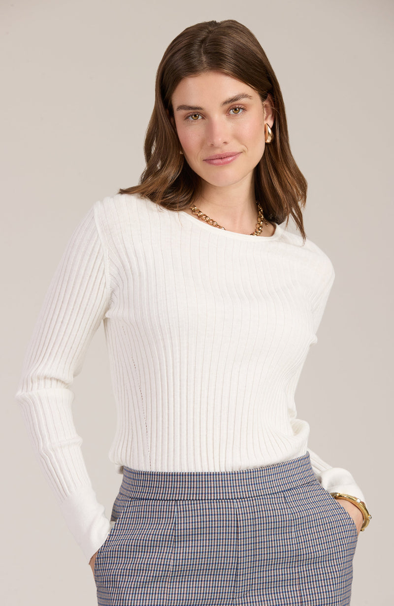 Cotton Cashmere Ribbed Crewneck - 2 Colors