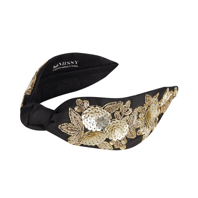 Black and Gold Sequin Headband
