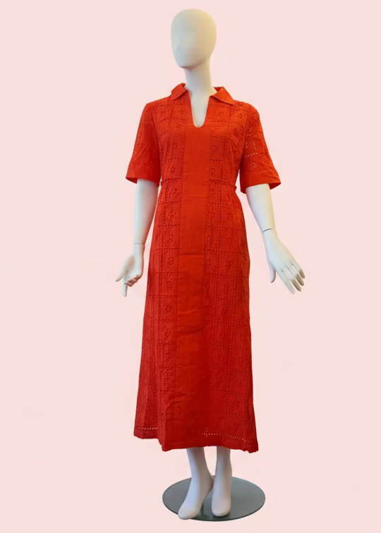 Lane Cotton Eyelet Maxi Dress Grenadine / M