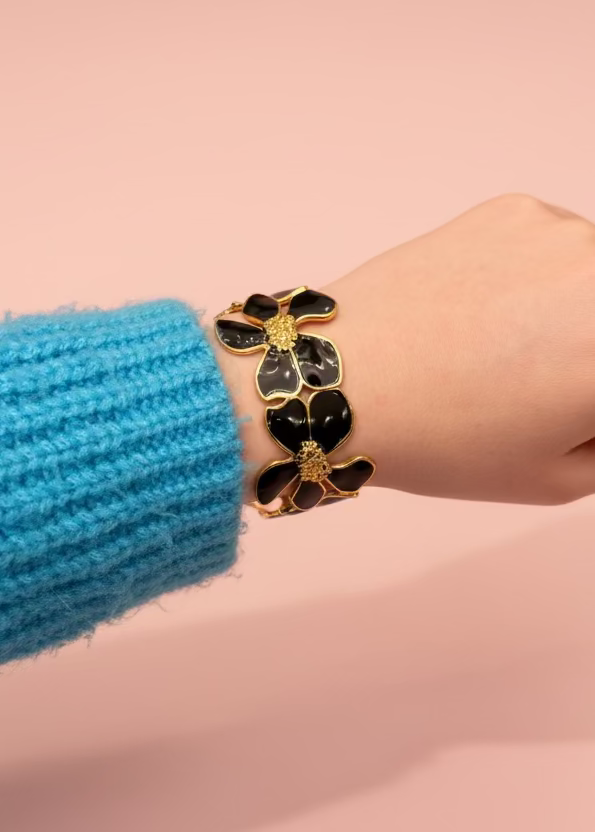 Black Flower Cuff