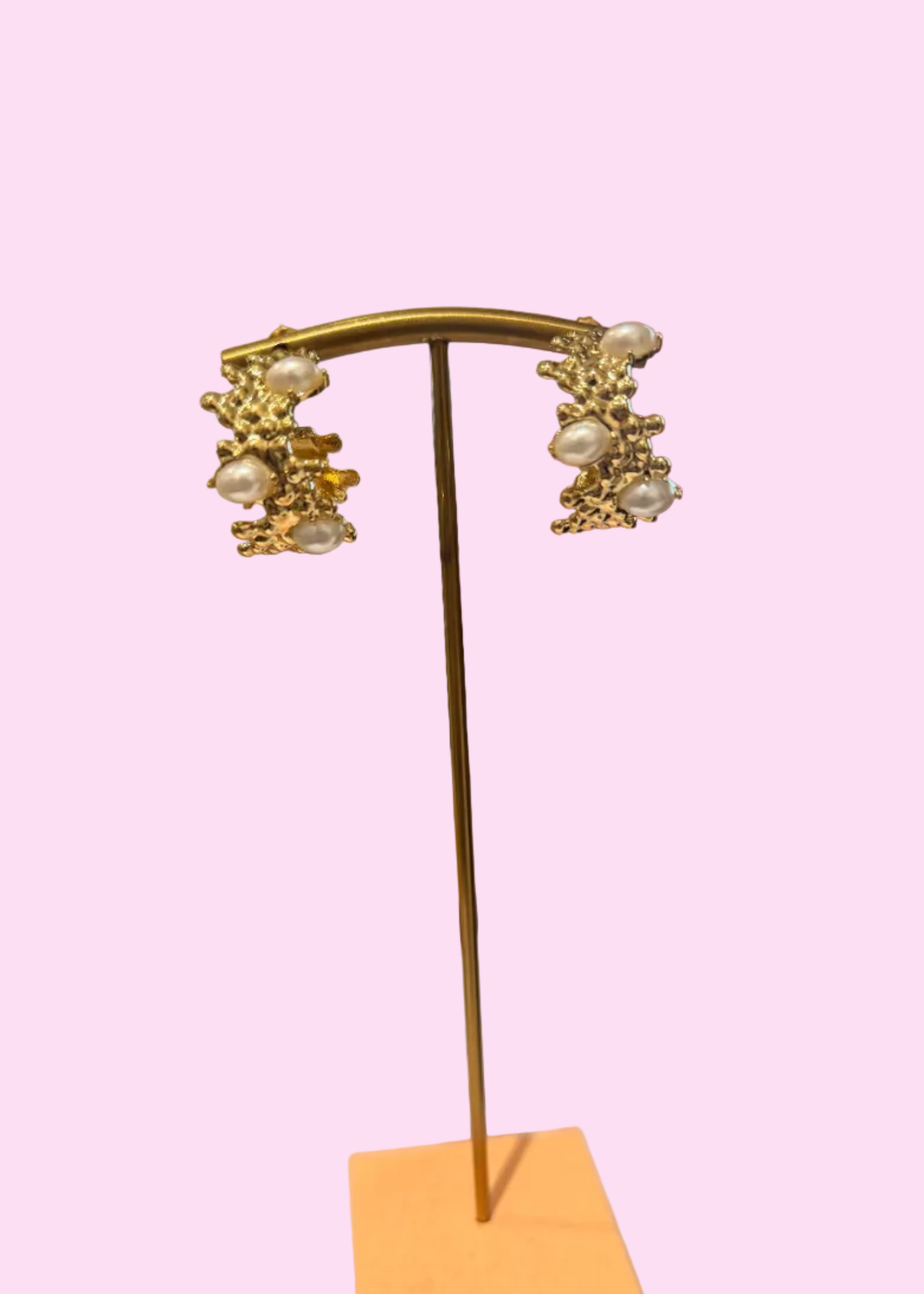 Coral Gold Hoop Earrings