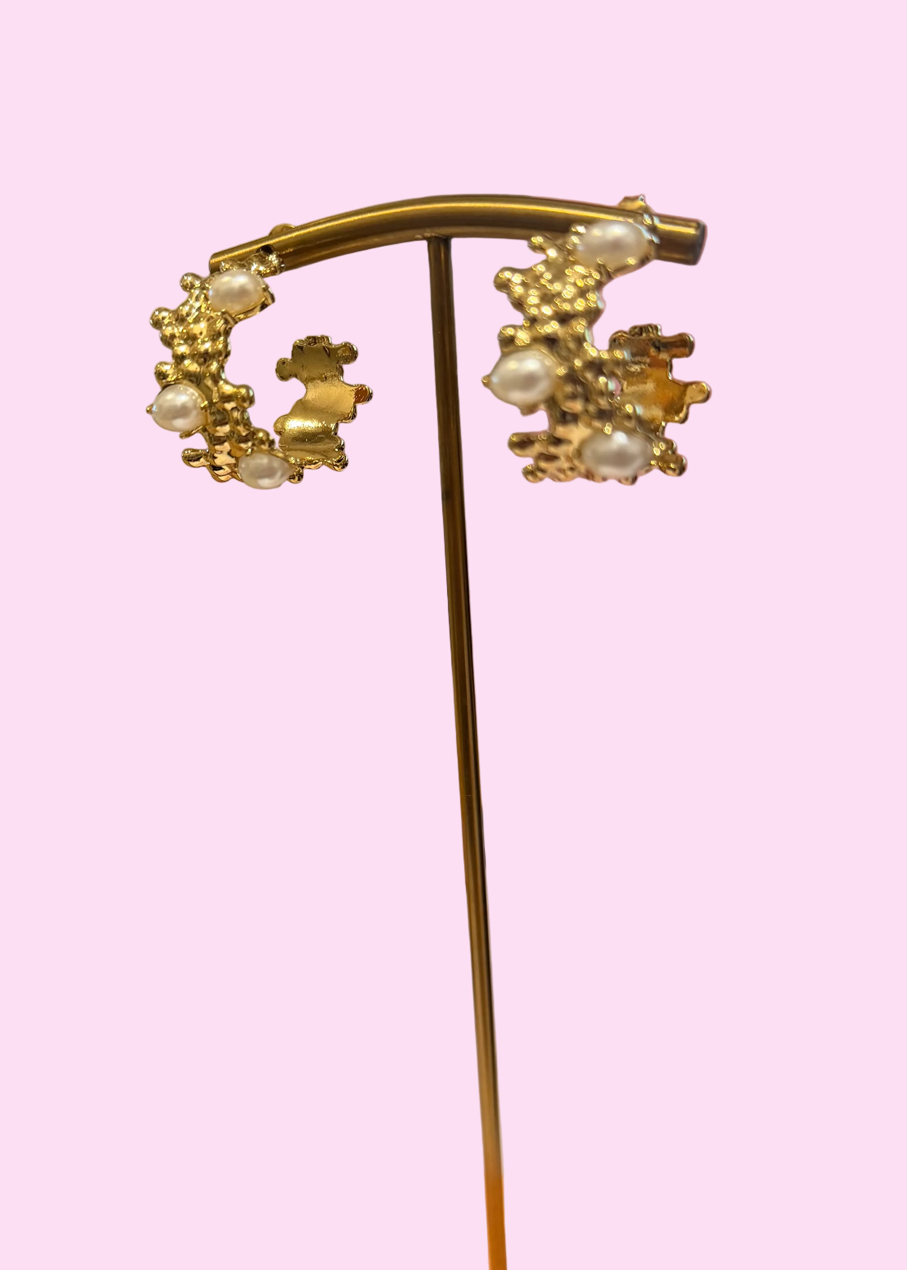 Coral Gold Hoop Earrings