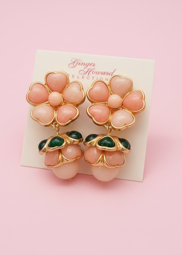Pink Flower Dangle Earrings