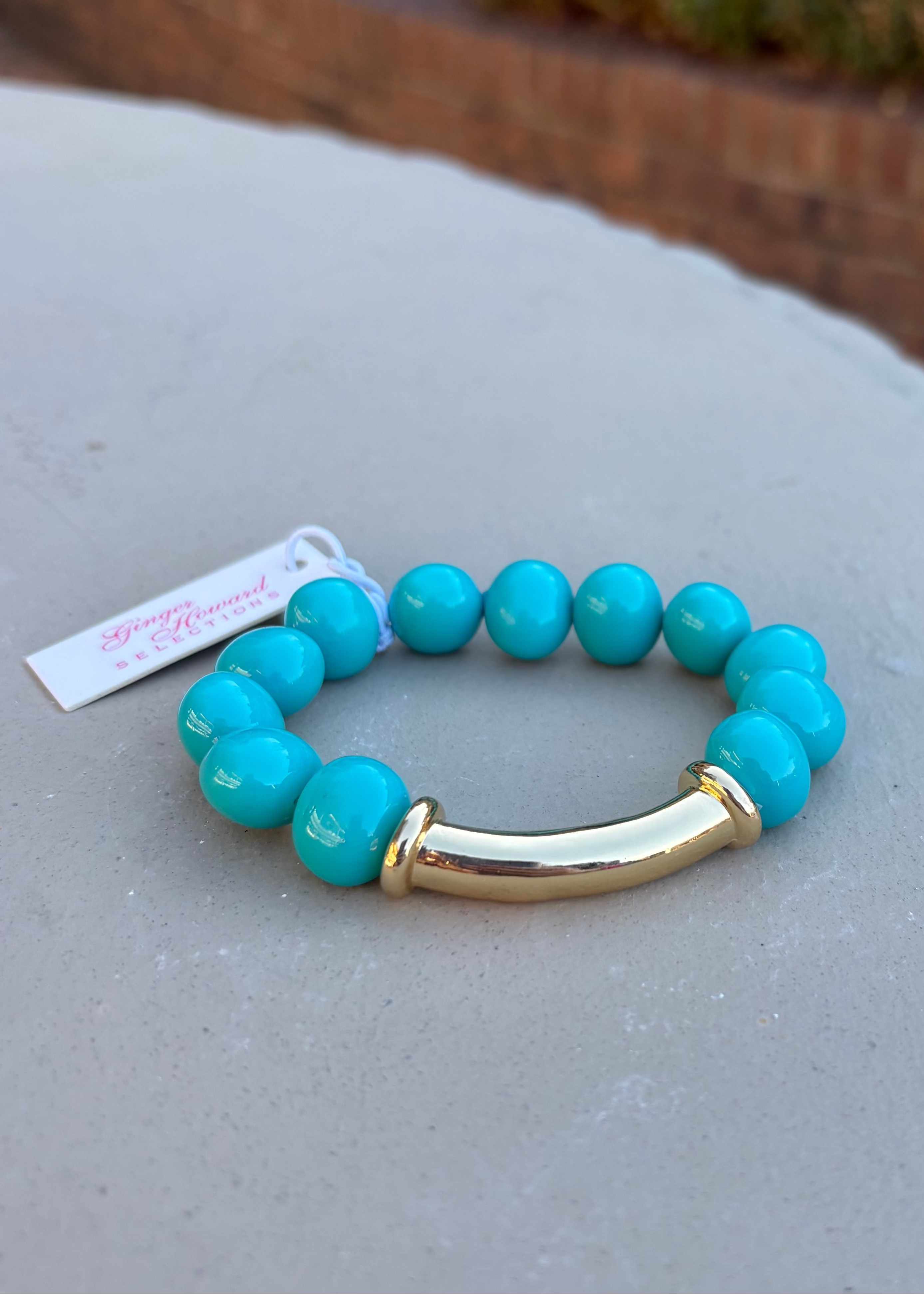 Turquoise Gold Bar Bracelet