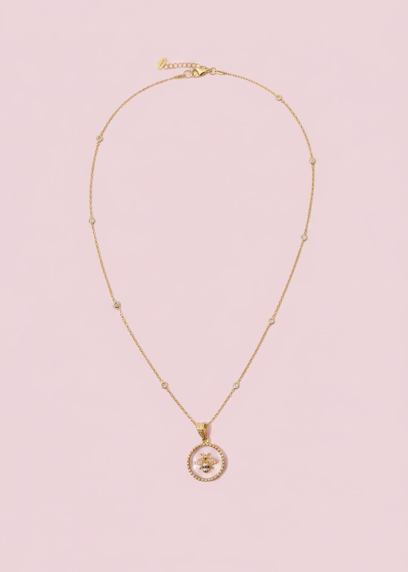Bee Pendant Gold Ring