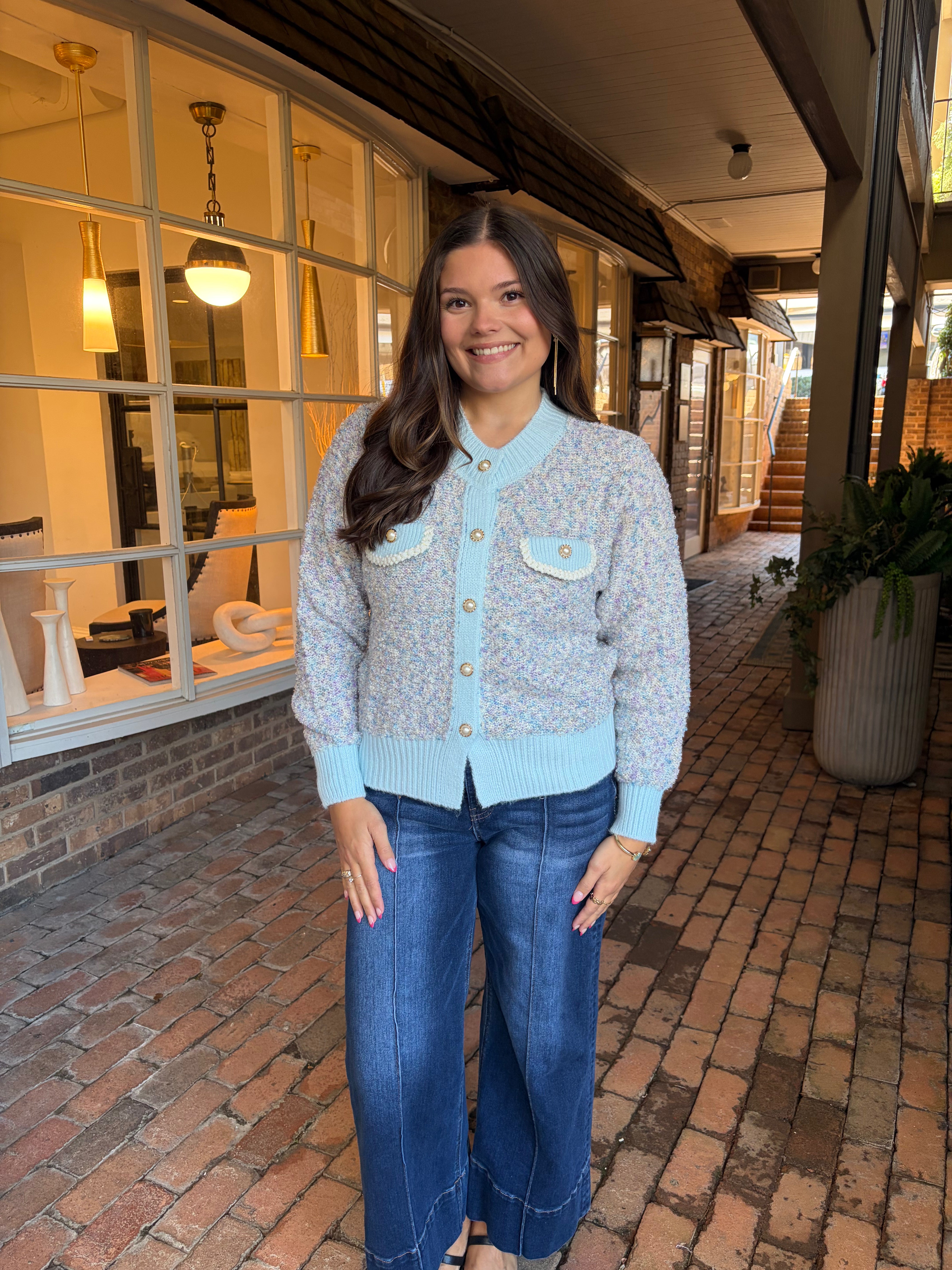 Tweed Speckled Knit Cardigan