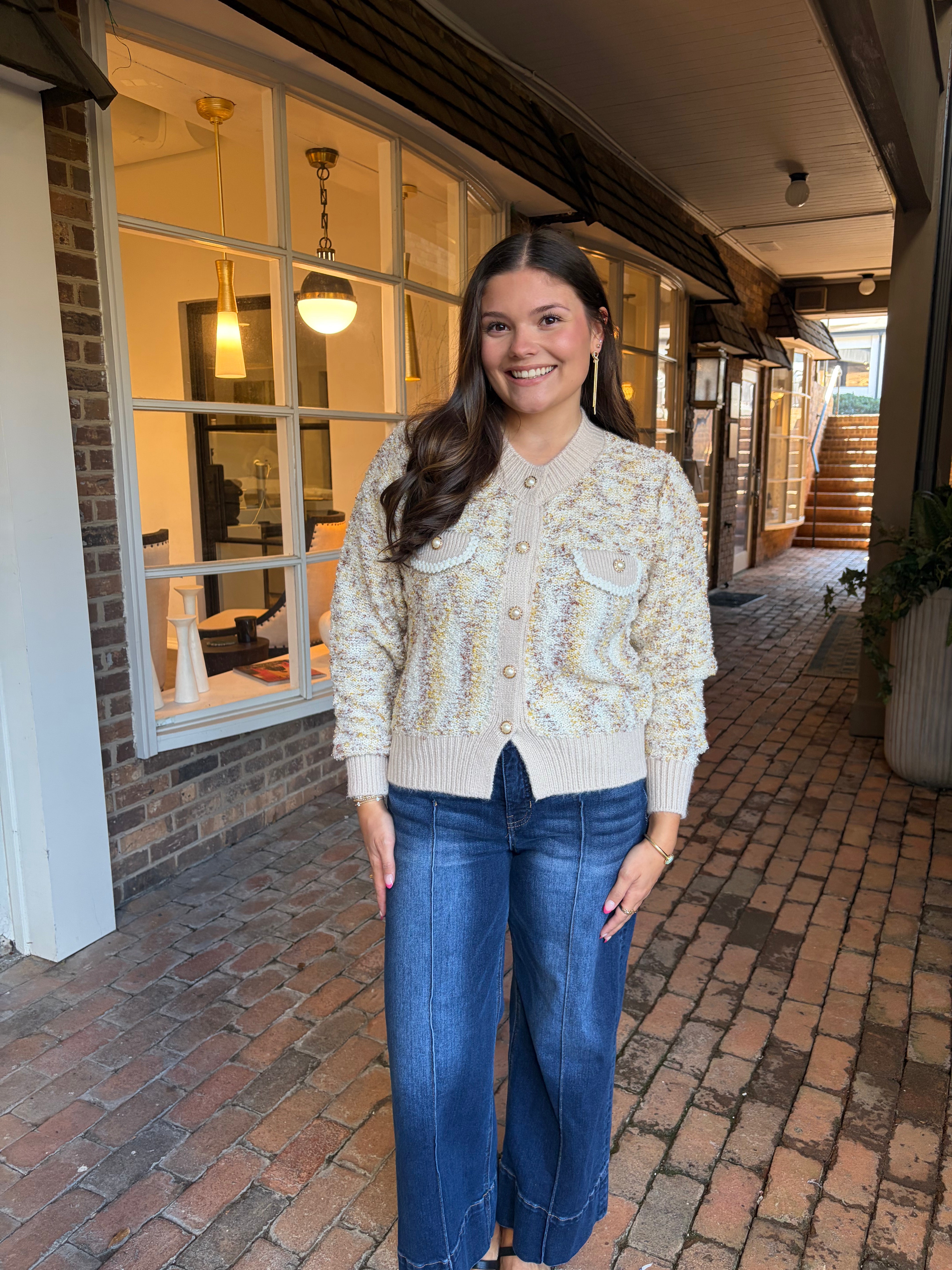Tweed Speckled Knit Cardigan