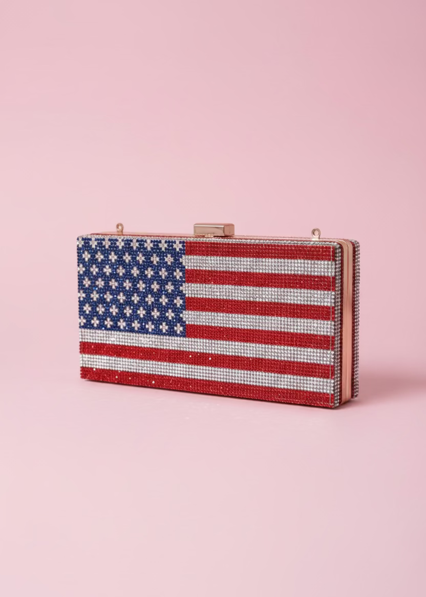 Sparkly American Flag Clutch