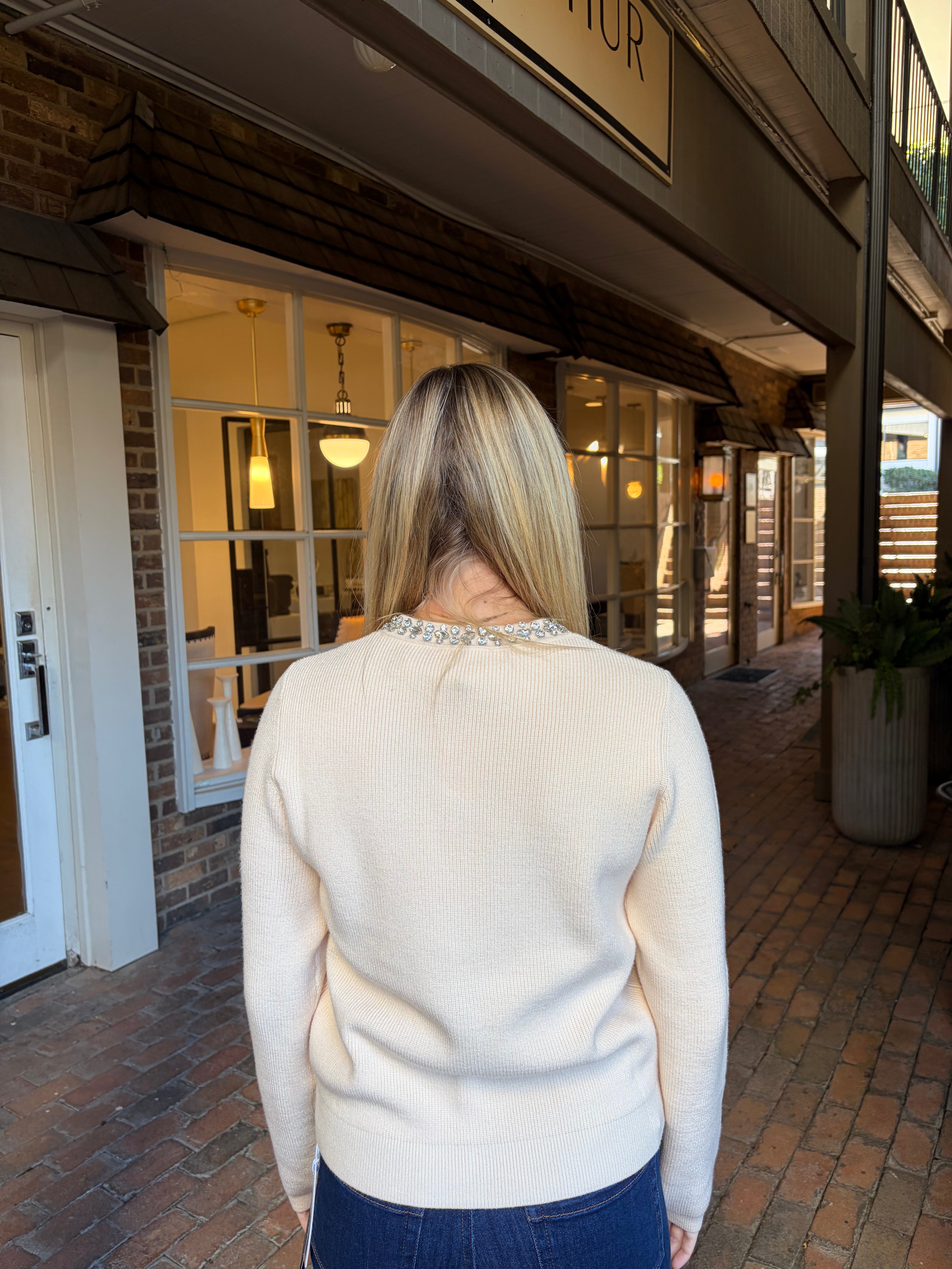 Ribbed Embellished Knit Cardigan