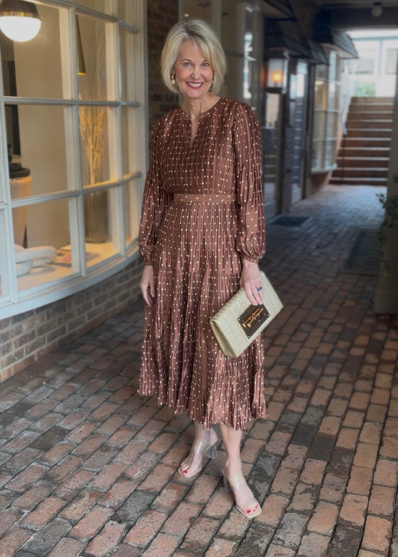 pleated polka dot dress How Do You Dress inspired charm with contemporary Flash Sale Items-EU color:DARK EMERALD
