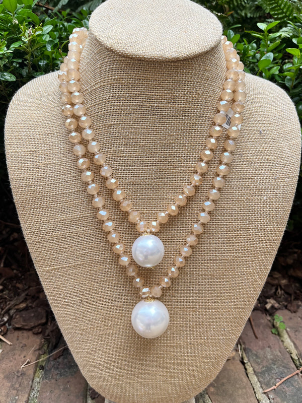 Champagne Double Pearl Necklace