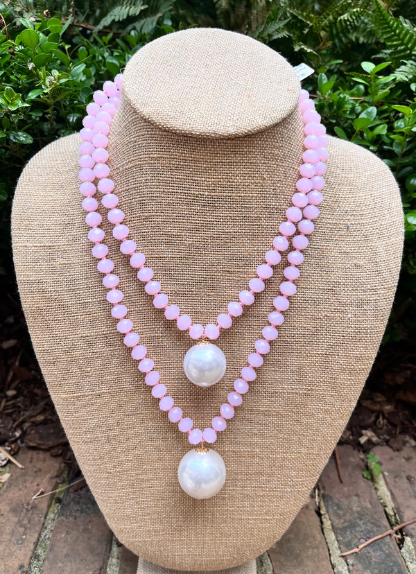 Pink Double Pearl Necklace