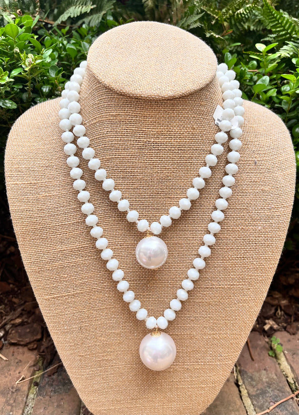 White Double Pearl Necklace