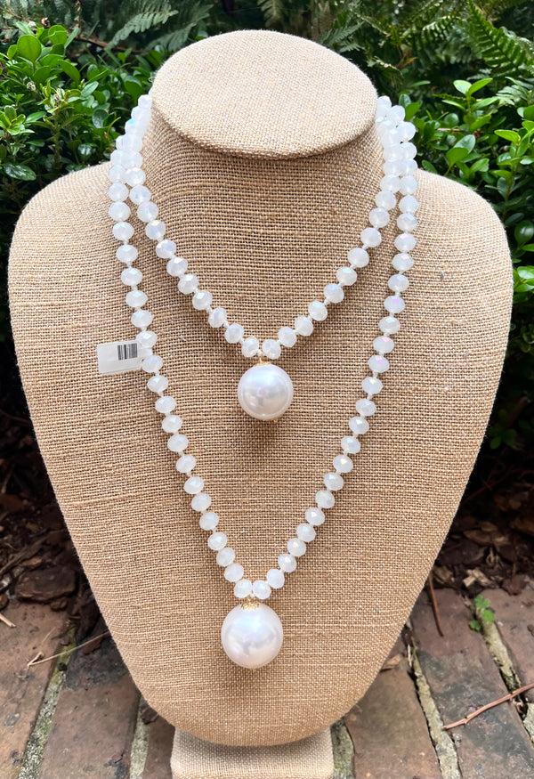 Translucent White Double Pearl Necklace