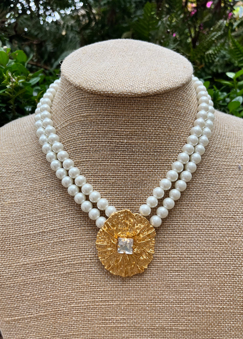 Pearl Necklace With Gold Pendant