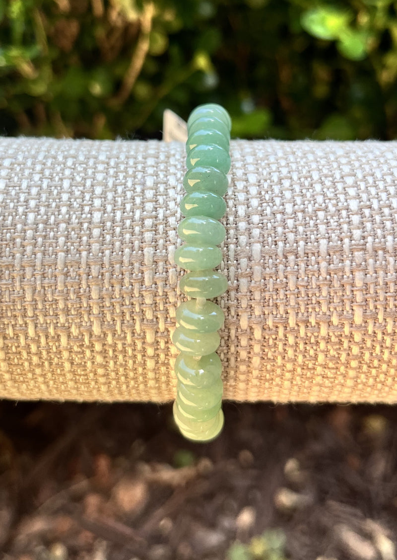 Green Disk Bead Stretch Bracelet