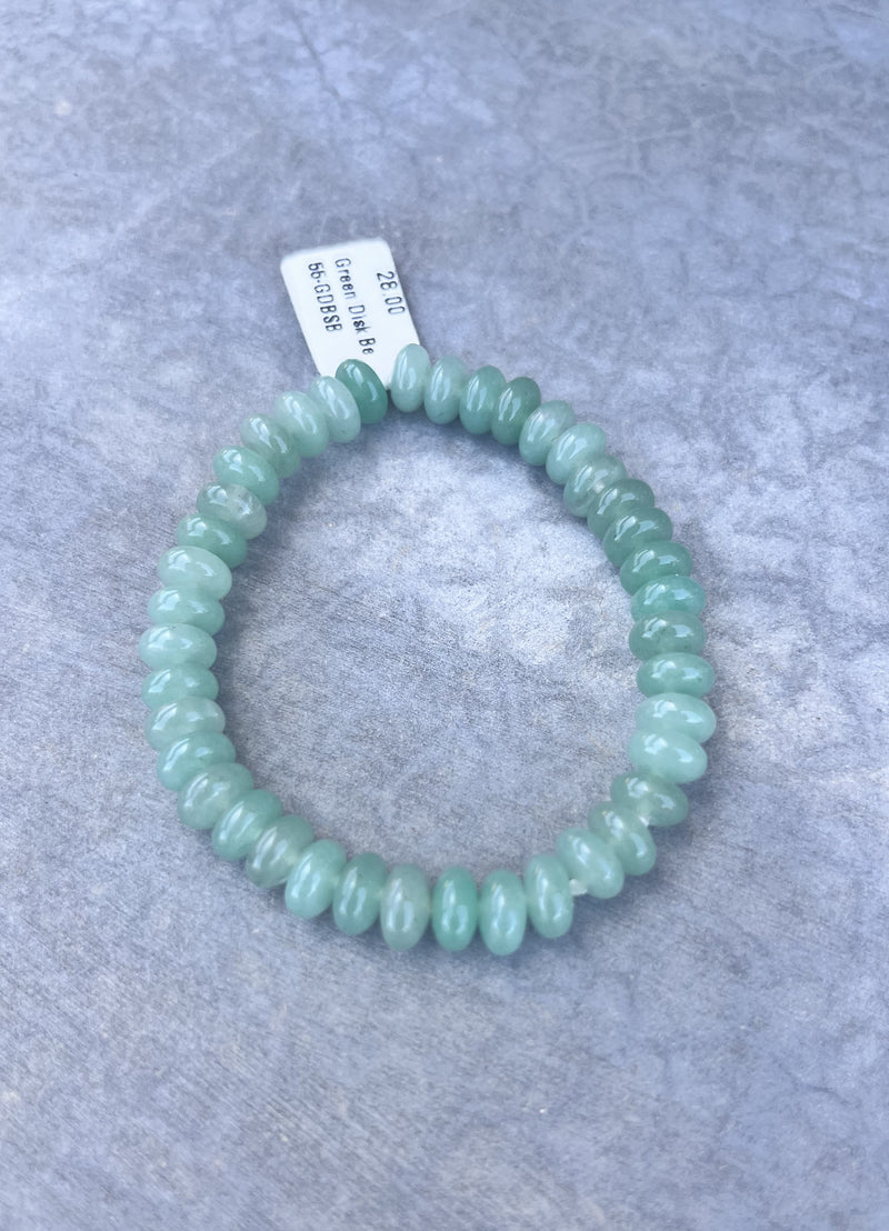 Green Disk Bead Stretch Bracelet