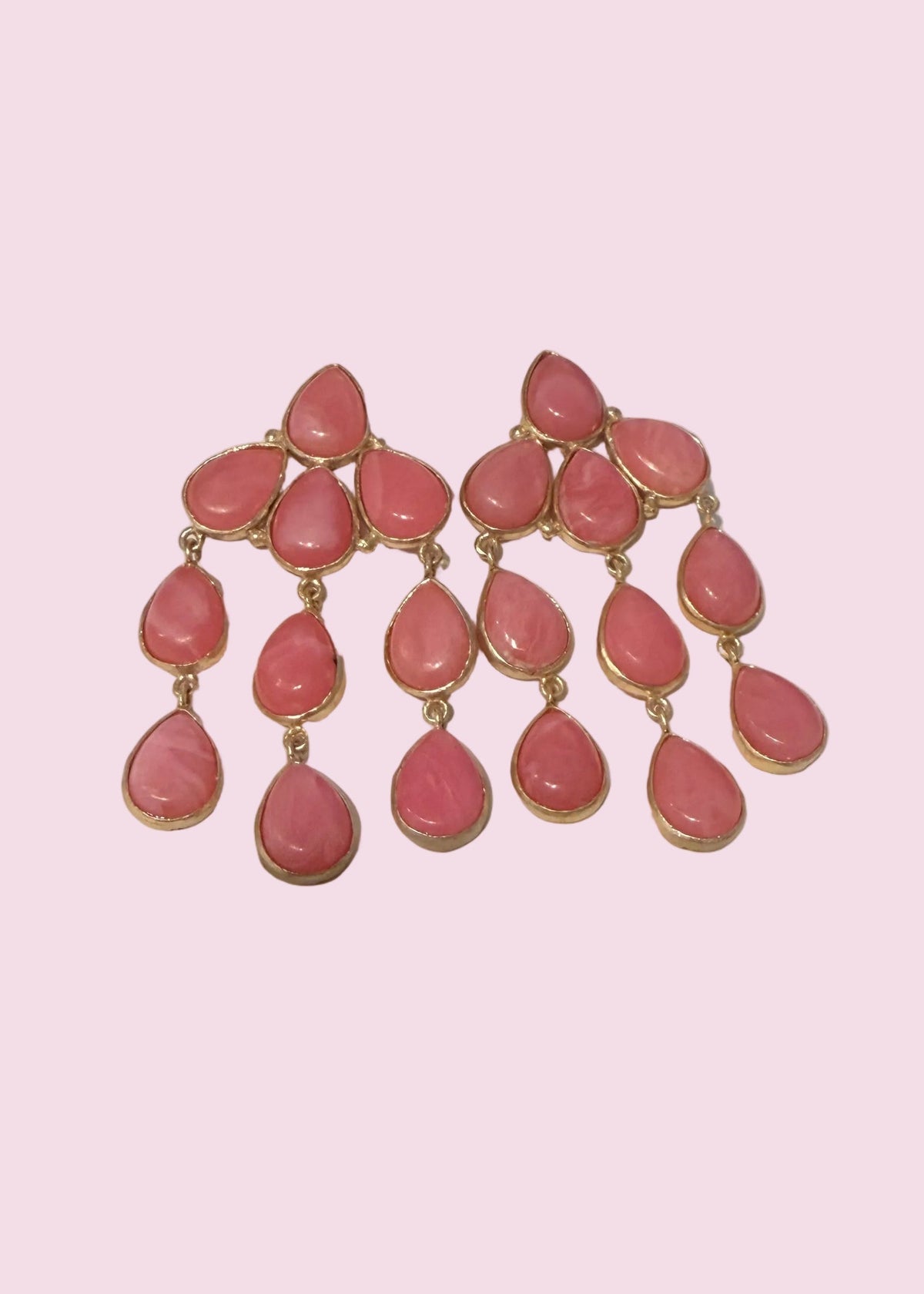 Pink Tear Dangle Earrings