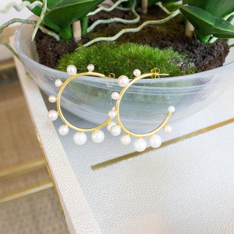 Pearl Hoops - Medium