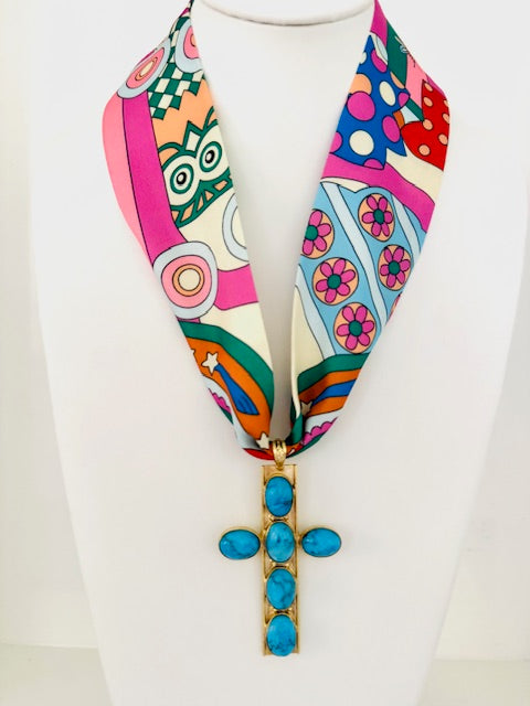 Multi Twilly w/ Large Turquoise Cross