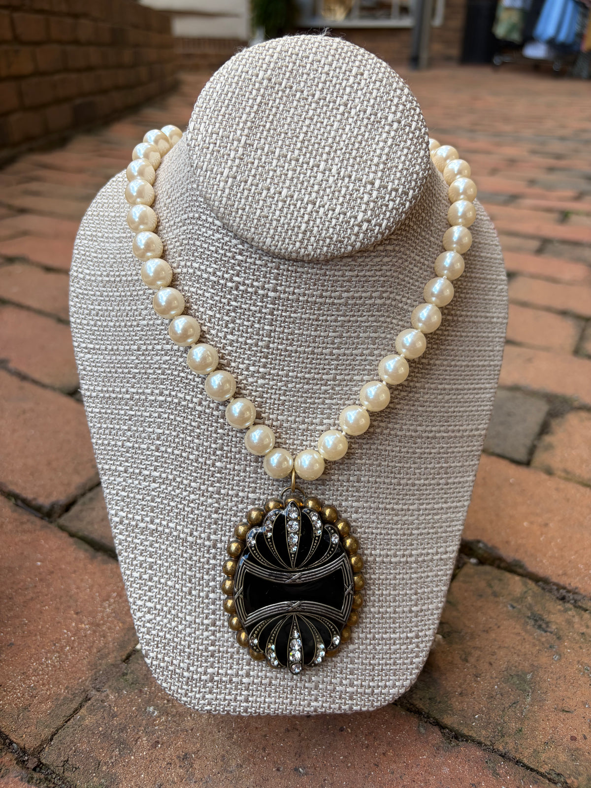 Vintage Pearls with Vintage Deco Pendant