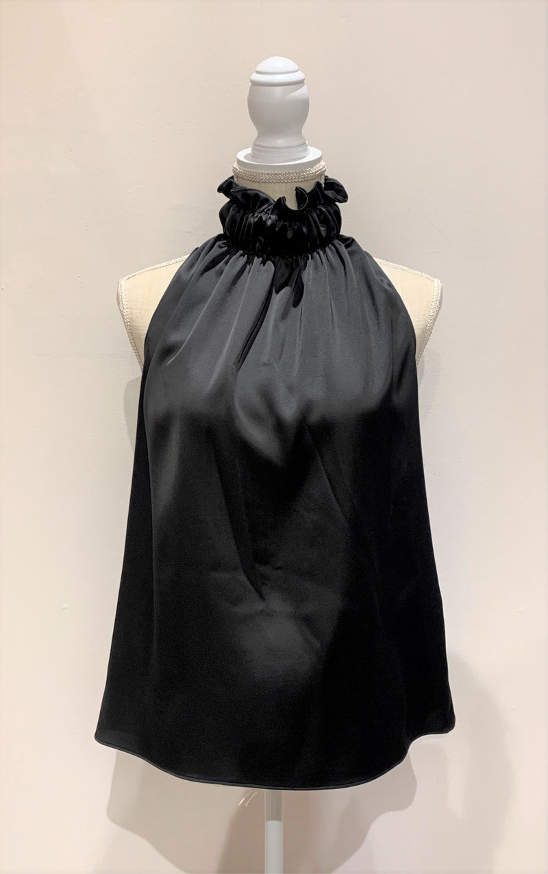 Ruched Neck Blouse XS Black