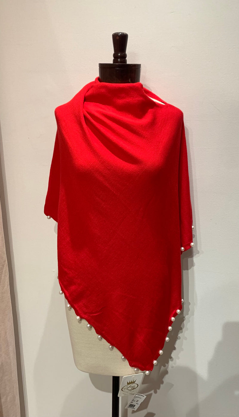 Pearl Poncho  One Size Red