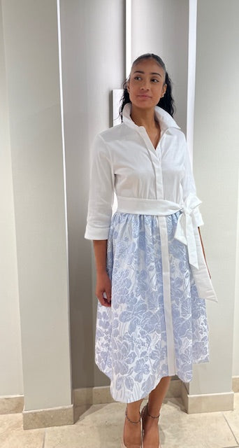 Shirt Dress w/ Brocade Skirt